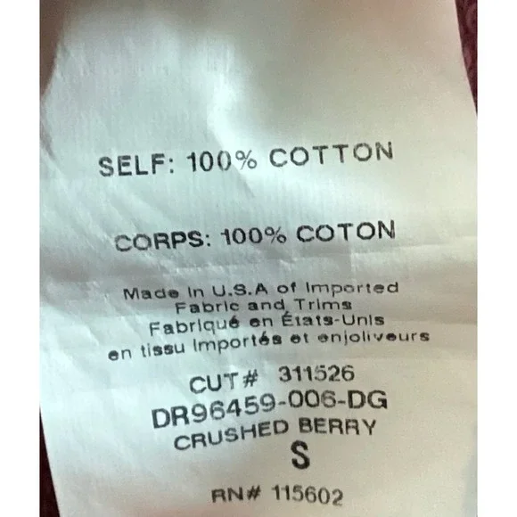 Lush Women's Cotton Tunic Dress with pockets‎ Crushed Berry Sz S Lagenlook Boho - Picture 6 of 10